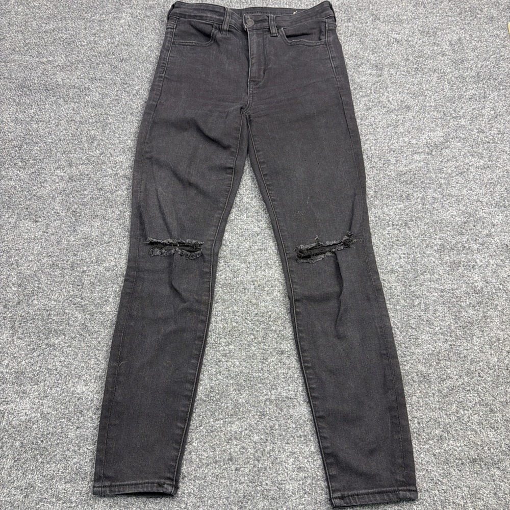 American Eagle Next‎ Level Stretch Hi-Rise Distressed Jegging Jean Black Size 4